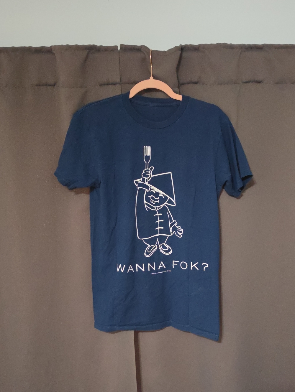 Wanna Fok? Graphic Tee - Navy Blue Men’s Shirt